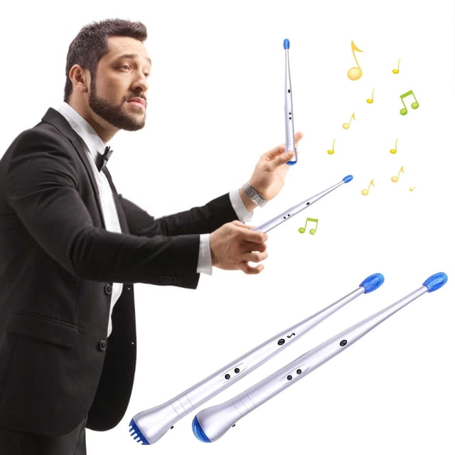Paire de Baguettes Électroniques / Baguettes de Percussion Lumineuses / Haut-Parleur Intégré / Multiples Sons et Rythmes de Pile / Alimentation par Pile AA / Poignée de Prise ABS / 13,5 Po / Lot de 2