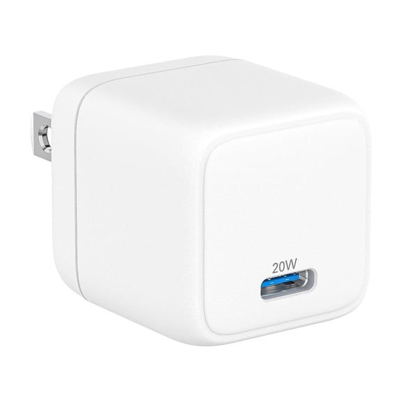 onn Fast Charge USB-C Wall Charger with 20W Power Delivery, Compatible for Power Delivery-Enabled Samsung, Sony, LG, iPhone & iPad Models, White