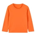 thumbnail image 1 of T-Shirt à Manches Longues pour Enfants Col Ras du Cou Garçon Fille Coton Doux T-Shirts de Base Décontractés Unis T-Shirts Hauts 1-13 Ans (4-5 Ans, Orange), 1 of 2