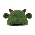 thumbnail image 1 of TIEVOSA Cowhorn Wool Hat Children Hand Woven Cute Versatile Pullover Hat（Green）, 1 of 3