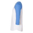 thumbnail image 3 of Tee-Shirt Raglan à Manches Trois-Quarts 5050, TP, Blanc/bleu Lac, 3 of 4