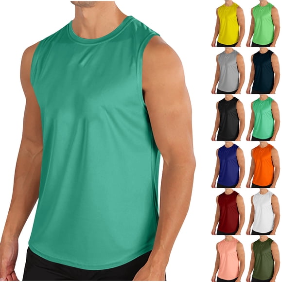 VBTAPA Men's Workout Tank Top Lightweight UPF 50 Sleeveless Muscle Tee Shirts for Swim, Running, Hiking, Beach Limited Time Sales of The Day Blue XXXL