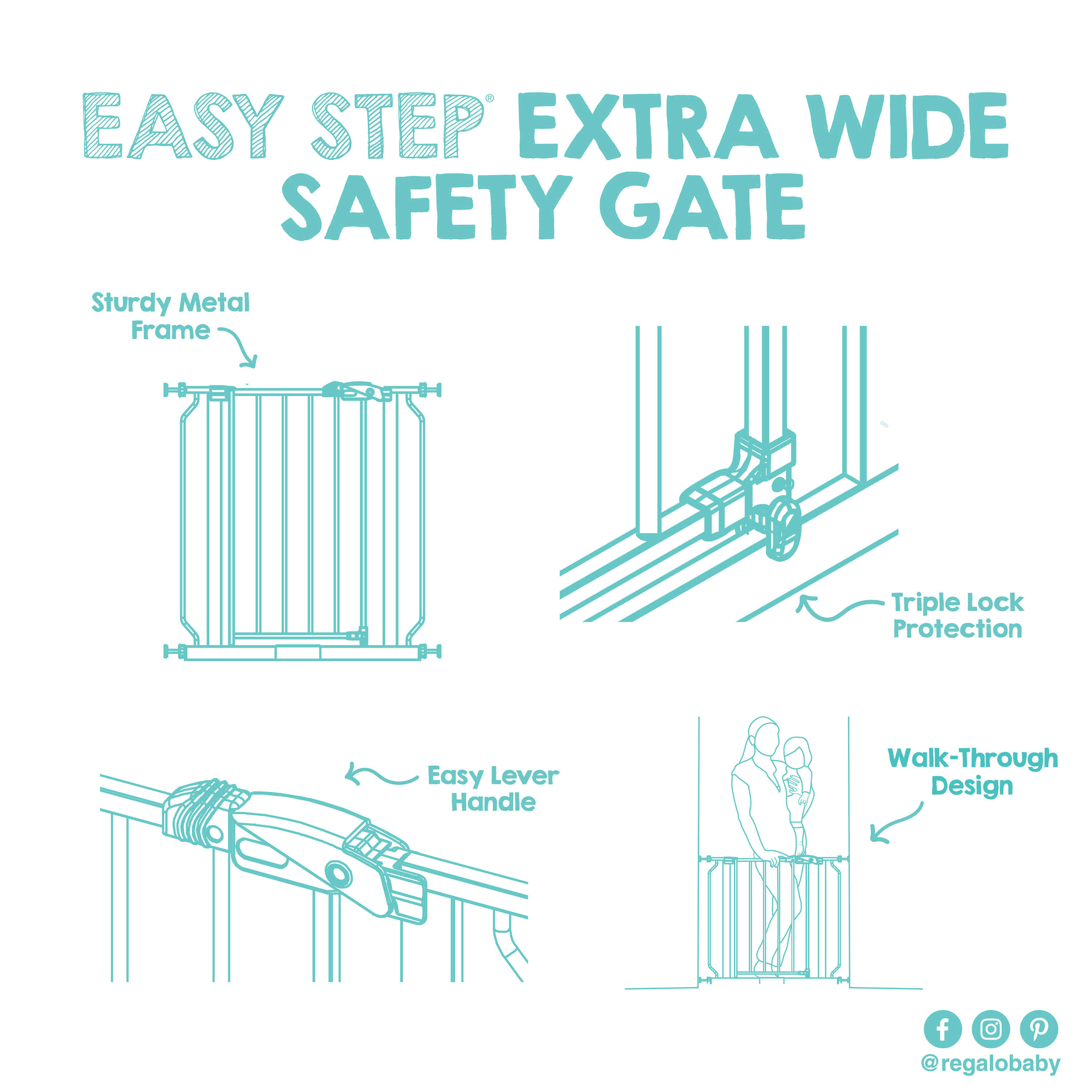 Regalo International Easy Step Extra Wide Baby Gate