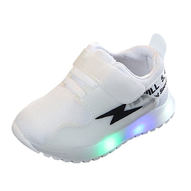 BOBOGOJP Baby Shoes Boy Girl Infant SneakersChildren Kids Girls Boys Sneakers LED Light Luminous Shoes Sport Shoes White 5.5 Years