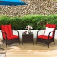 thumbnail image 1 of Costway Ensemble de Mobilier de Terrasse en Rotin Osier 3 Pcs Table Basse et 2 Chaises en Rotin avec Coussins, 1 of 9