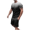 thumbnail image 2 of NTACZA Shorts Set Men Short Sleeve Athletic Shirt Tracksuits Men's Gradient Crew Neck Sweatsuits L, 2 of 7