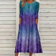 thumbnail image 1 of Robes d'Été Grande Taille pour Femmes 2024 Décontractées Manches Mi-Longues Col Rond Imprimé Maxi Ample Pull Longue Robe Économisez jusqu'à 65 %!, 1 of 8