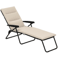 thumbnail image 1 of Outsunny Folding Lounge Chair w/ Cushion, Adjustable Back, Beige, 1 of 10