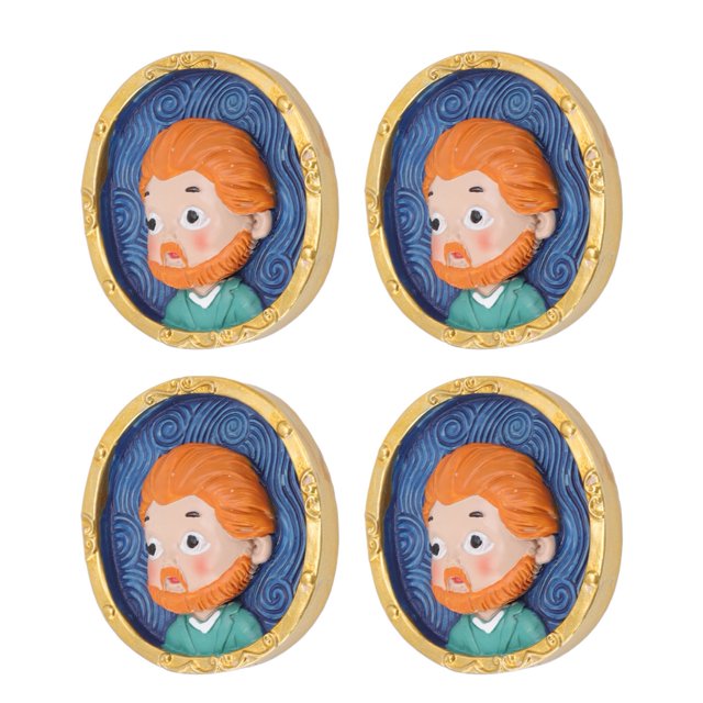 Cute Fridge Magnet, Van Gogh Fridge Magnet Wide Application Premium Resin 4 Pieces For Calendar