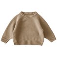 thumbnail image 3 of Sentmoon Cute Clothes Long Sleeve Crew Neck Solid Color Girls Pullover Stretchy and Flexible Loose Knitted 2025 Sweaters for Girls Fall and Winter Stylish for Cool Fall Days Beige 6 Months, 3 of 5