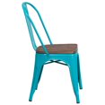 thumbnail image 2 of 4 Pk. Crystal Teal-Blue Metal Stackable Chair with Wood Seat, 2 of 7