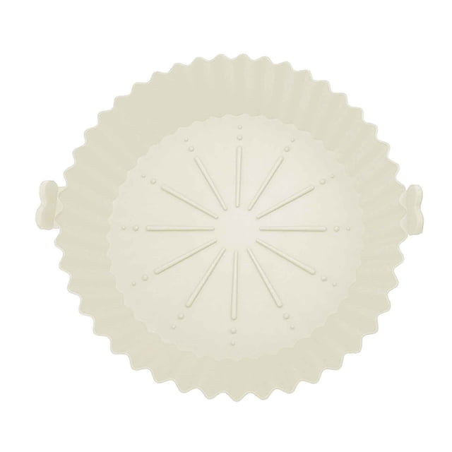 TIMIFIS Air Silicone Casseroles en pour Friteuse à Air Chaud, Doublure en Silicone Réutilisable pour Friteuses à Air, Remplaçant le Papier Parchemin. Couleur Crème avec Bords Cannelés et base Texturée pour une Circulation et une Cuisson Uniforme. Fabriqué en Silicone de Qualité Alimentaire Sans BPA, Convient aux Friteuses jusqu'à 8,5 Pouces, Supporte 450 °F. Va au Lave-Vaisselle, Accessoire de Four Écologique et Doublure Antiadhésive.