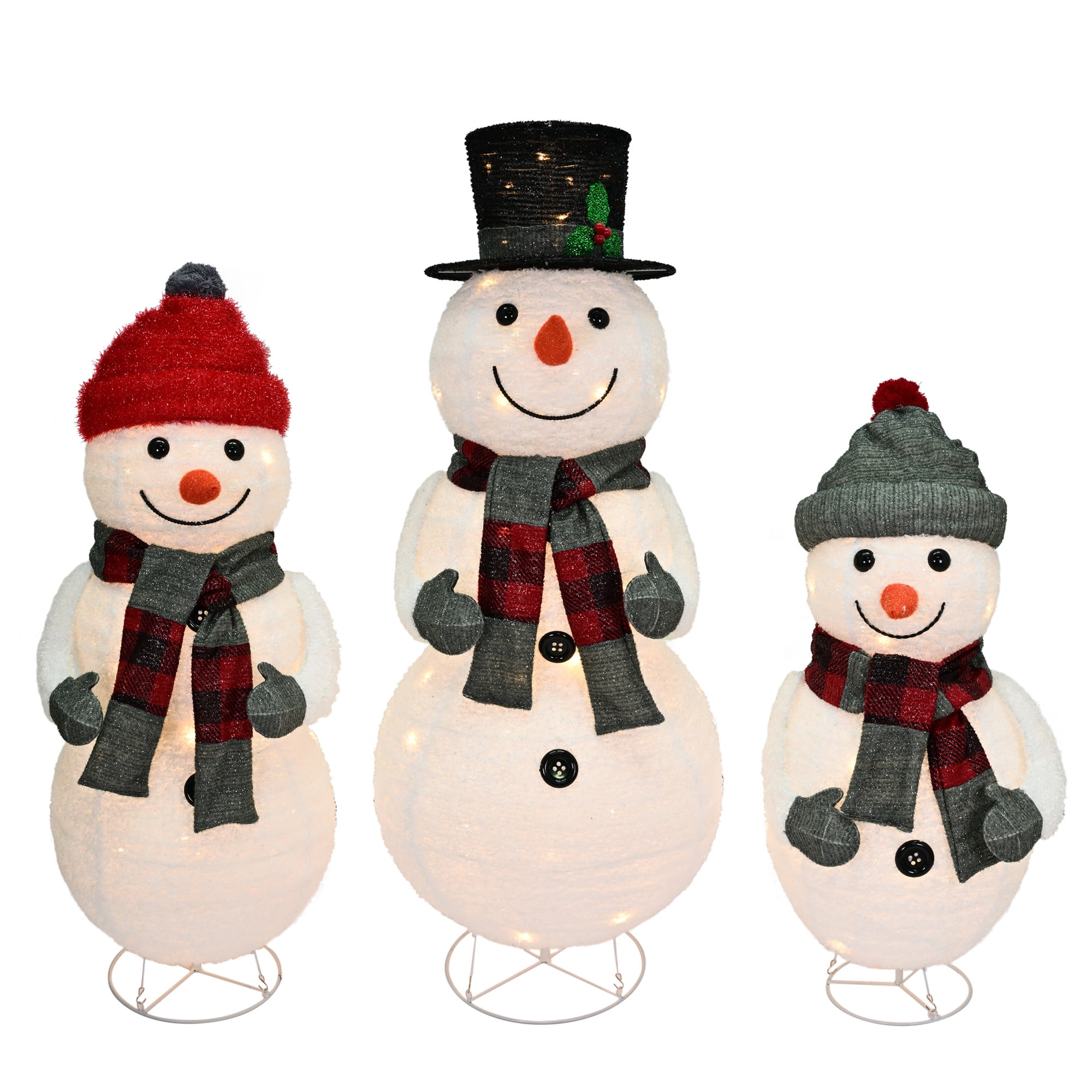 Holiday Time Light-up Snowman Family, 3-piece