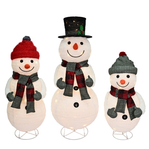 Holiday Time famille de bonhommes de neige illuminèe, 3-pièce