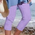 thumbnail image 2 of Yuyuzo Womens Plus Size Capris High Waisted Straight Leg Solid Color Bottom Capri Pants for Women 3/4 Slacks, 2 of 5