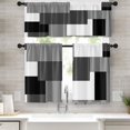 thumbnail image 1 of Black Grey Kitchen Curtains Dark Grey Window Curtains Valance and Tier Set 36 Inch, White Modern Rod Pocket Short Tier Curtain for Bathroom, Abstract Small Cafe Curtains for Living Room, 1 of 5