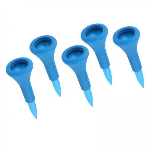 jinwen 2x5x Driving Rubber Golf Tees Holder Practice Home Outdoor Training Blue, Blue, 2 Pcs. A set of five blue rubber golf tees with a stable rubber top designed to hold golf balls securely and protect clubs during impact. Lightweight and durable, these tees are suitable for novice or pro golfers and ideal for use on the course. Each tee measures approximately 42mm (1.65 inches) in length.