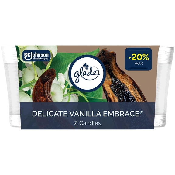 Glade® Scented Jar Candle Air Freshener, Delicate Vanilla Embrace, 2pk