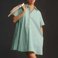 thumbnail image 4 of Erwazi Robe Chemise Décontractée d'Été pour Femmes à Manches Courtes, Col en V, Boutonnée, Mini-Robe, Robes T-Shirt, 4 of 9