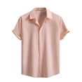 thumbnail image 1 of Kaemgyyd Button down Shirt for Men Plus Size Short Sleeve Lapel Summer Vacation Wedding Tops Breathable Solid Color Work Tee, 1 of 7