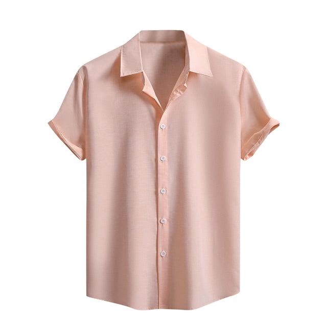 Kaemgyyd Button down Shirt for Men Plus Size Short Sleeve Lapel Summer Vacation Wedding Tops Breathable Solid Color Work Tee