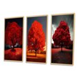 thumbnail image 3 of Designart « Majestueux Arbre Rouge Capturé en Photographie de Nature » Arbres de Paysage Ensemble d'Art Mural Encadré de 3 - Ensemble de Cadres Arbres Rouges pour Déco de Bureau, 3 of 6