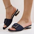 thumbnail image 2 of Dakaela Women's Flat Sandals Summer Comfortable Square Open Toe Slip on Slides Work Dress Mules Blue, 2 of 6
