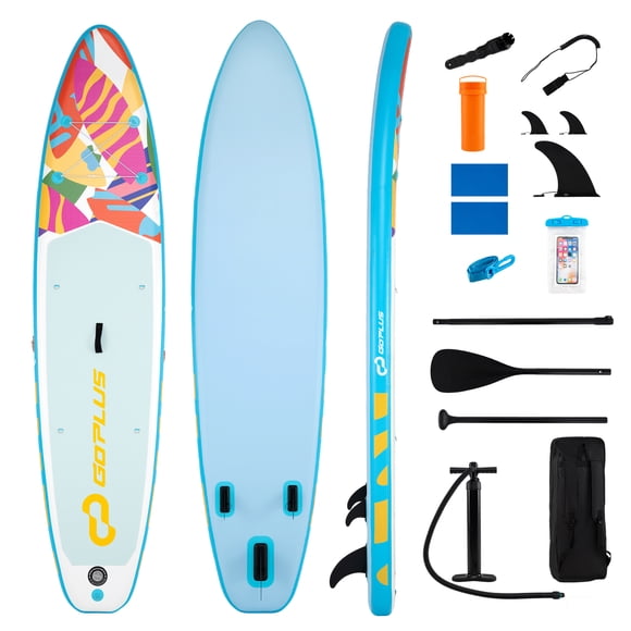 Costway 11’ Wide Inflatable Stand Up Paddle Board , Stable SUP for Adults and Youth Blue+White