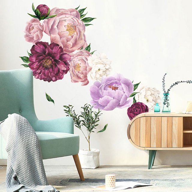 Cheers Removable Peony Flower Wall Sticker Living Room Wallpaper Decal Home Art Decor