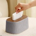 thumbnail image 4 of European-Style Elastic Tissue Box for Home and Office Desktop, Universal Fit, Durable Plastic with Rounded Edges, Modern Vertical Stripe Design(Gray), 4 of 5