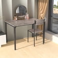 thumbnail image 3 of Patiojoy 4PCS Dining Table Set Kitchen Table with Bench and Chairs Industrial Gathering Bench Dining Set Grey, 3 of 7