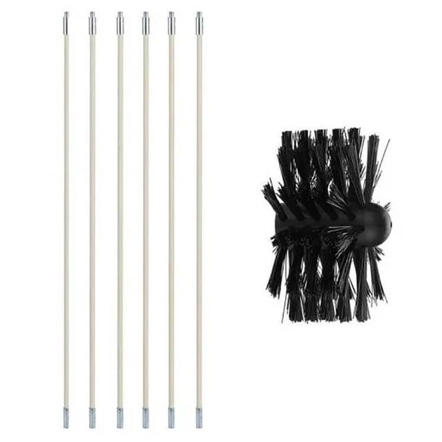 Kit de Tiges Flexibles, Brosse de Nettoyage de Cheminée à Poils en Nylon, Perceuse Électrique Compatible pour Cheminée et Poêle