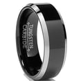 thumbnail image 5 of Men's 8MM Flat Top Two Tone Black Tungsten Ring Wedding Band, 5 of 5
