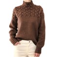 thumbnail image 1 of Besolor Chandails à Col Roulé pour Femmes Manches Longues Décontractées Tricot Torsadé Pull Ample Automne Hiver, 1 of 6