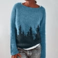 thumbnail image 2 of Tiweut Chandails Décontractés pour Femmes Doublés en Polaire Chandail d'Hiver Manches Longues Col Rond Mi-Longueur Blouses Patchwork Bleu, 4TG, 2 of 5