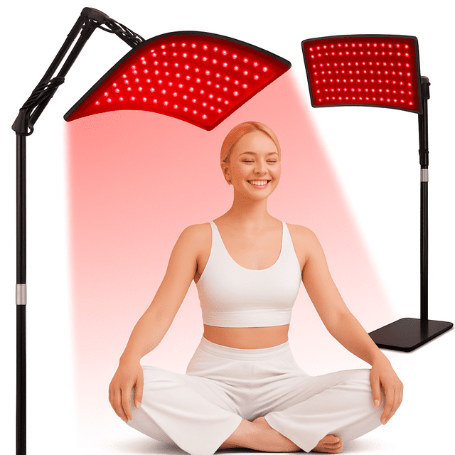 EZ-X Lampe de Luminothérapie Rouge - Luminothérapie Rouge et Infrarouge pour le Corps et le Visage avec Support Ajustable - 360 DEL - Appareil de Luminothérapie Infrarouge 660 Nm et 850 Nm - Bras et Hauteur Ajustables
