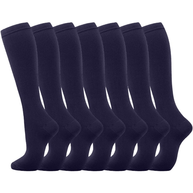 Compression Socks 7 Pairs For Women Men Circulation Knee High Sock Is Support For Athletic Running Cycling Heart Thigh High Tights Garter with Attached Stockings Control Top Sheer The Purge Outfit