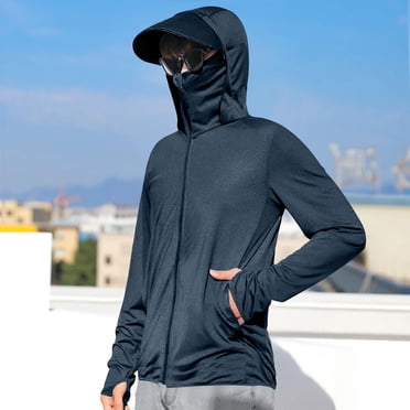Weiqiqre Sun Protection Rash Guard Jacket for Men - Fishing Shirts with UV Protection Hoodie