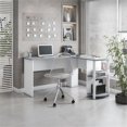 thumbnail image 2 of Pemberly Row Modern Engineered Wood L-Shaped Computer Desk with Shelves in Gray, 2 of 12