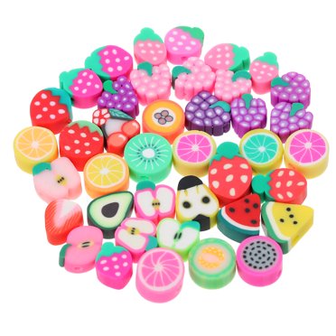 100 Pcs Perles en Argile Polymère à Thème de Fruits Perles Faites à la Main Breloques pour Fabrication de Bijoux