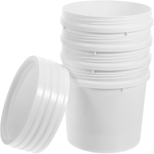 SHISUYAN 4pcs Paint Buckets for Painting 500ml Empty Paint Cans Plastic Paint Containers with Lids Plastic Paint Can Paint Pail Small Paint Storage Containers for Leftover Paint White