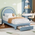 thumbnail image 1 of Ourlova Twin LED Upholstered Bed for Bedroom- Princess Platform Bed with Rainbow Headboard- Storage Drawer- No Box Spring- Easy Assembly- Blue - Colorful Bedroom, 1 of 7