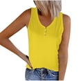 thumbnail image 2 of QUINDOS Tank Tops for Women Summer Workout Yellow Striped Round Neck Button Elastic Tank Tops Camisoles for Women, 2 of 5
