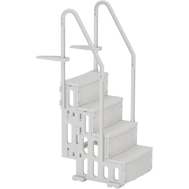MELLCOM Pool Ladder, 4-Step Pool Stairs with Double Handrails and Non-Slip Steps for 48-54” Above Ground and In-Ground Pools, White