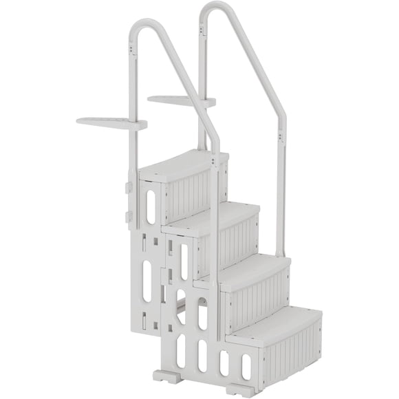 MELLCOM Pool Ladder, 4-Step Pool Stairs with Double Handrails and Non-Slip Steps for 48-54” Above Ground and In-Ground Pools, White