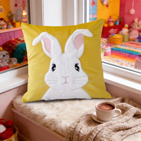 Amzcrzy Flock Pillowcase Simples Series Easter Pillow Cover Cute Rabbits Printed Sofa Cushion Cover Holiday Decoration Bedspread & Coverlet Sets Bedding Bedding Comforter Sets Bedding Set