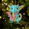 thumbnail image 1 of Fridja Personalized Dinosaur Christmas Ornament 26 Letters Hanging Pendant Ornaments 2024 Plastic Initial Monogram Xmas Tree Decorations with Hanging Rope Unique Customized Fun Gift for Kids (V), 1 of 4