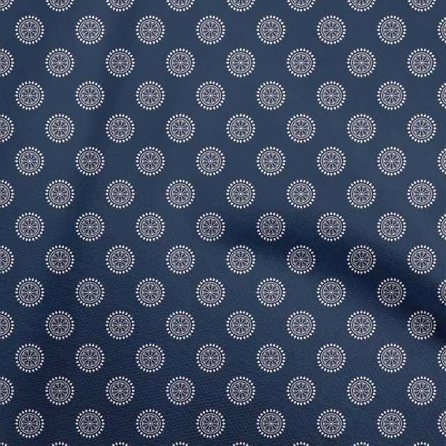 oneOone Polyester Spandex Blue Fabric Asian Floral Block Sewing Craft Projects Fabric Prints By Yard 56 Inch Wide