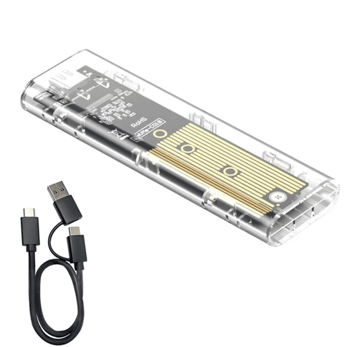 Laptop SSD Mobile Hard Drive Box Transparent M.2 SSD Box NVME PCIe M2 Hard Disk Case 10Gbps SATA Clear SSD Case,1* m.2 SSD box 1* data cable