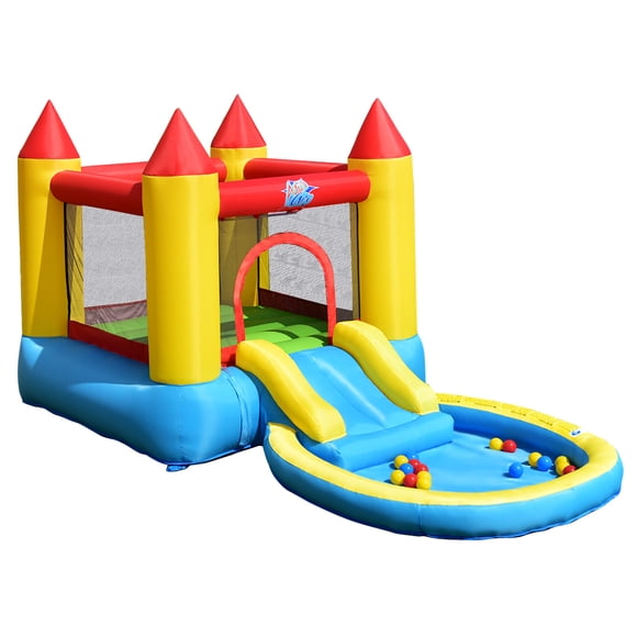 Patiojoy Inflatable Bounce House Kids Slide Jumping Castle Pool w/Balls and 580W Blower